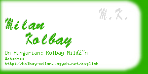 milan kolbay business card